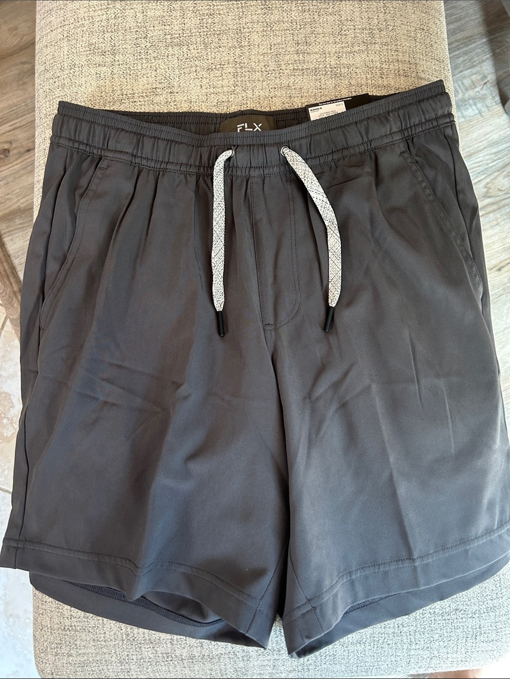 Men's Dark Gray FLX Performance Athletic Shorts with Drawstring
